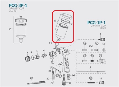 PCG-1P-1 Gravity Cup 70ml + Non drip